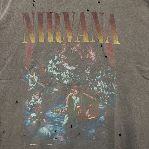 Nirvana Mtv Unplugged Oversize Distressed Grunge Band Tee OS - Picture 2 of 4